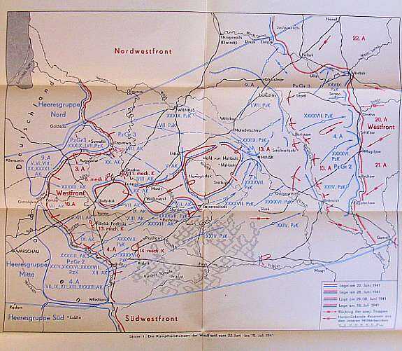 11 Gebietskarten der entscheidenden Schlachten an der Ostfront von Juni