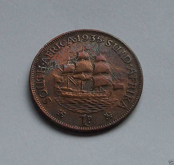 SOUTH - AFRICA - 1-Penny - 1935 - AMAZING - TONED - COIN * 1