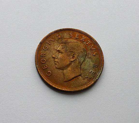 * SOUTH AFRICA * 1 Penny 1952  AMAZING TONED COIN *
